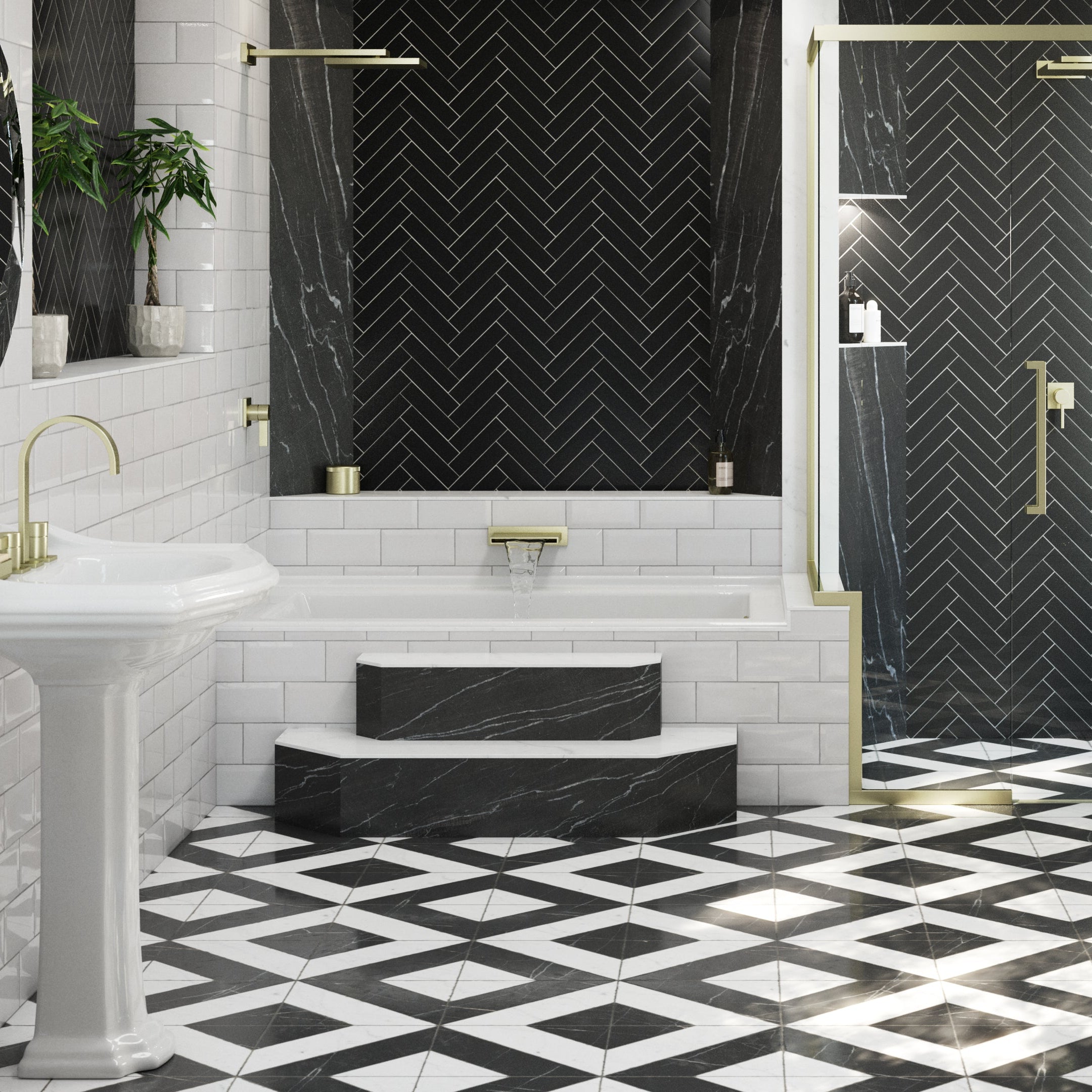 Ortano Azola® Triangular Corner with shelf and light - Blissful Bathing Solutions