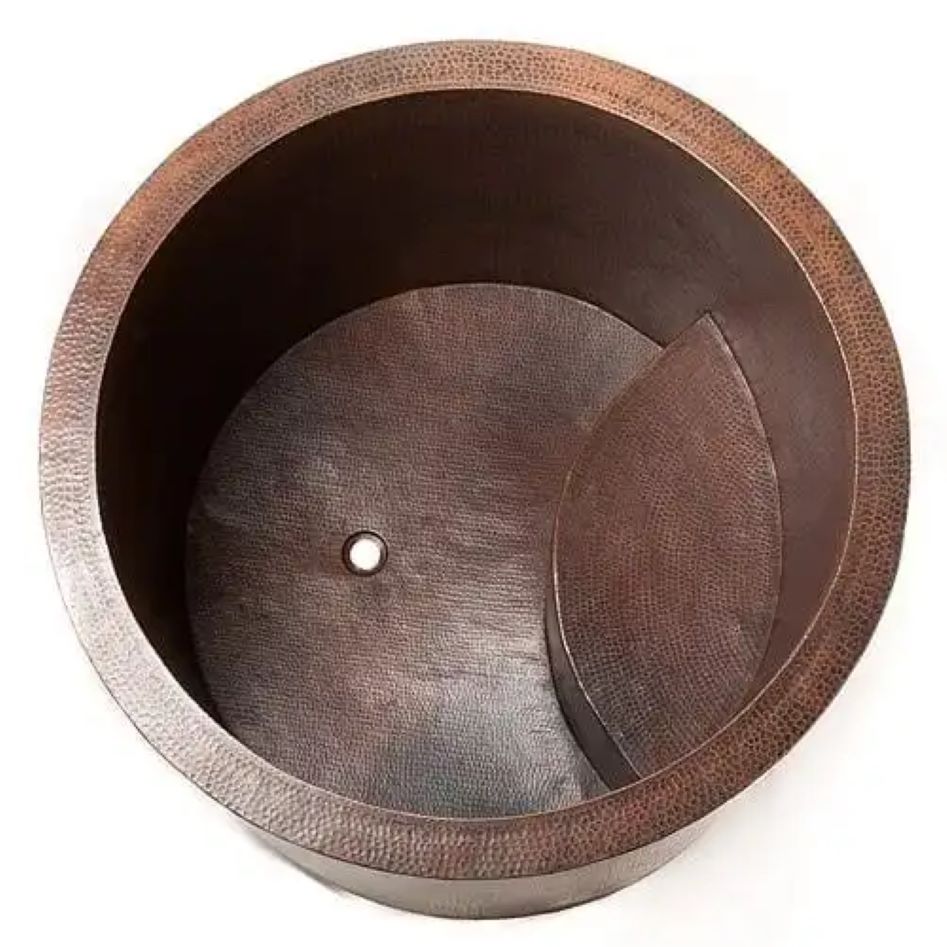 Coppersmith Creations 45-inch Hammered Antique Japanese Style Soaking Copper Bathtub from top view