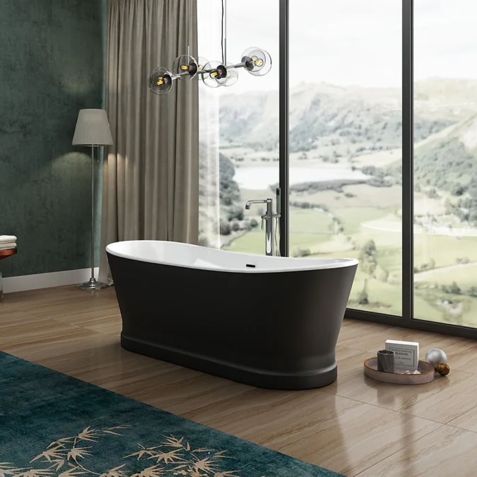 Charlotte Edwards Jupiter Matt Black Freestanding Bath
