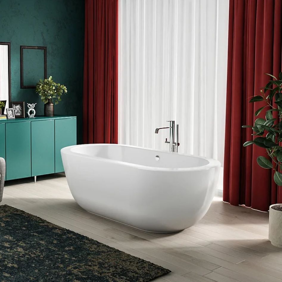 Charlotte Edwards Olympia Gloss White Freestanding Bath 1800x855x610mm