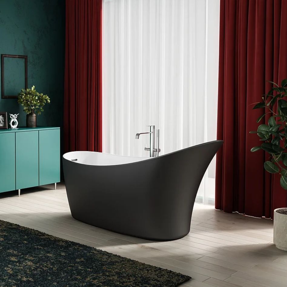 Charlotte Edwards Portobello Matt Black Freestanding Bath 1720x730x800mm