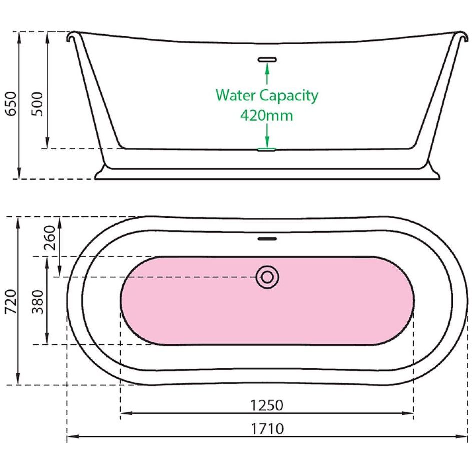 Charlotte Edwards Rosemary Freestanding Bath full dimensions
