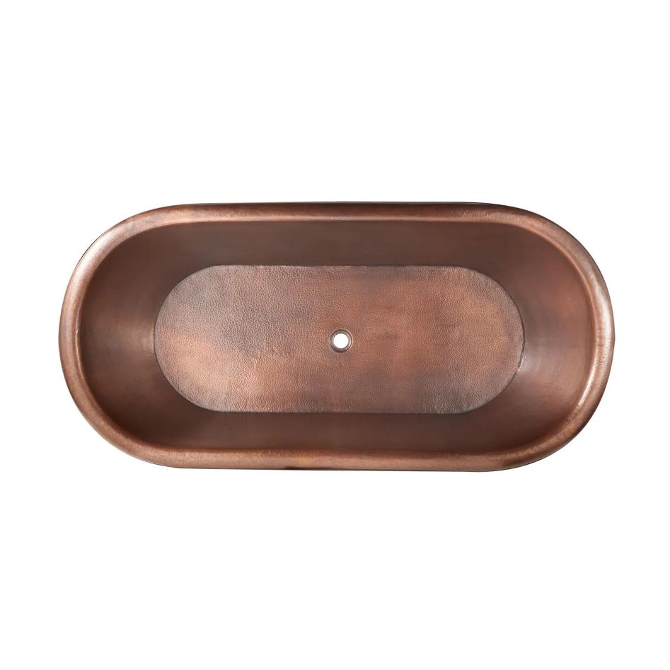 Coppersmith Creations Hammered Antique Finish Pedestal Copper Bathtub from top