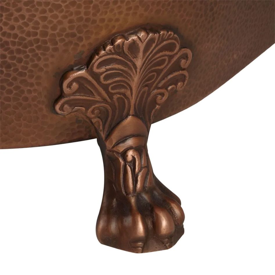 Coppersmith Creations Hammered Clawfoot Copper Bathtub Nickel Interior & Antique Copper Finish Exterior