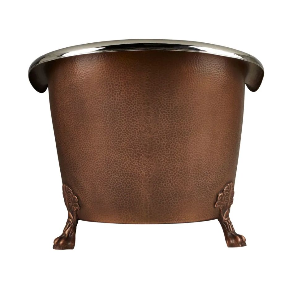 Coppersmith Creations Hammered Clawfoot Copper Bathtub Nickel Interior & Antique Copper Finish Exterior