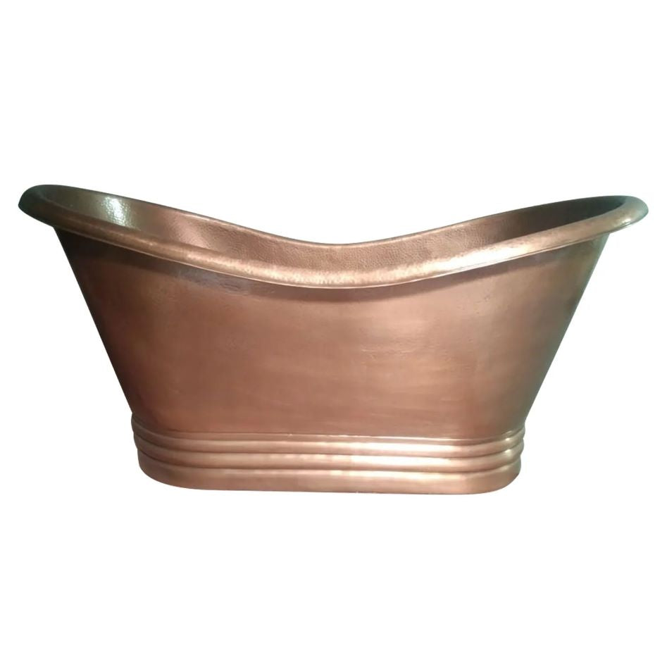 Coppersmith Creations Hammered Medium Antique Finish Copper Double Slipper Tub side view