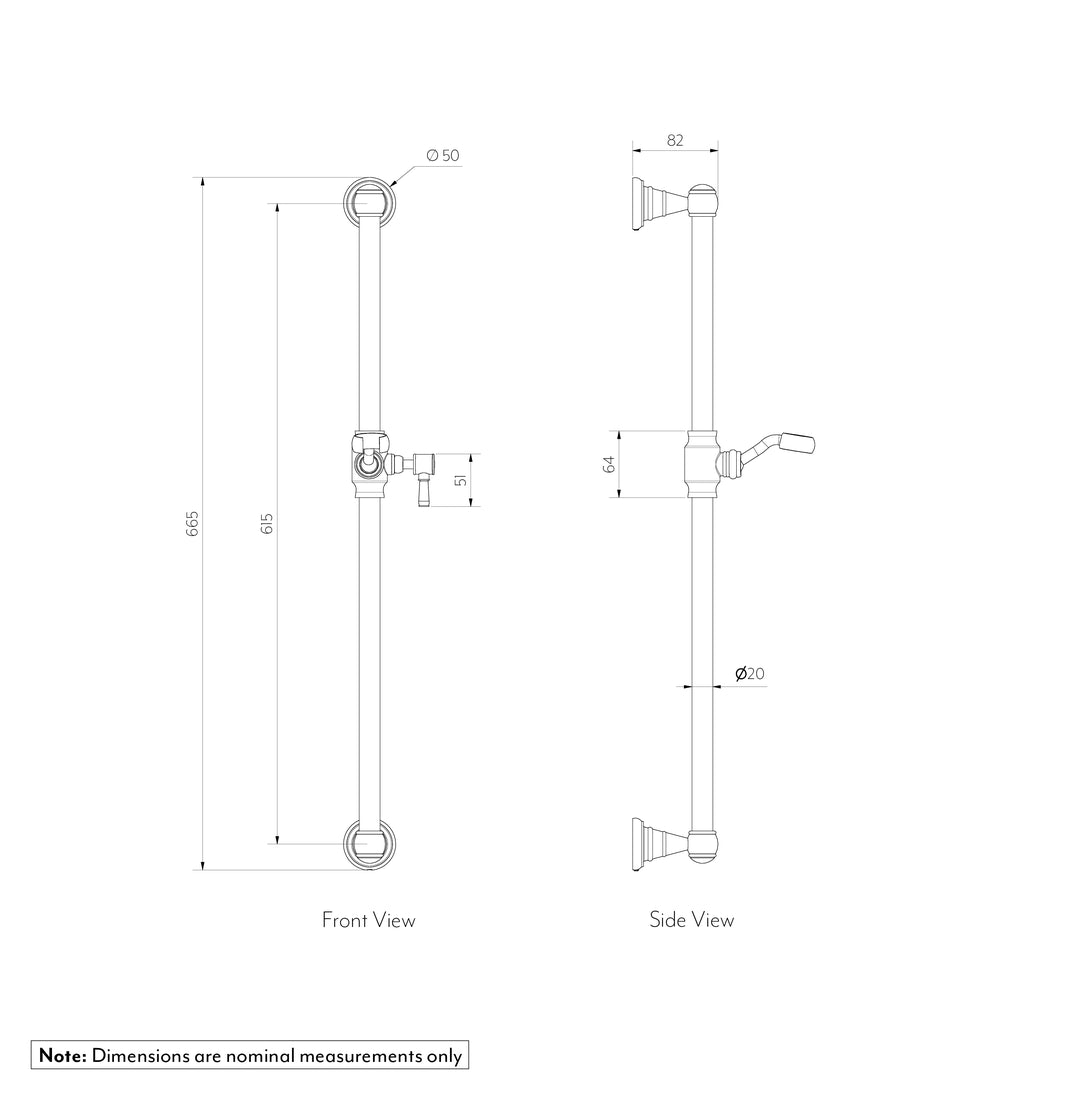 Kingsley Shower Rail - Brushed Copper - Blissful Bathing Solutions