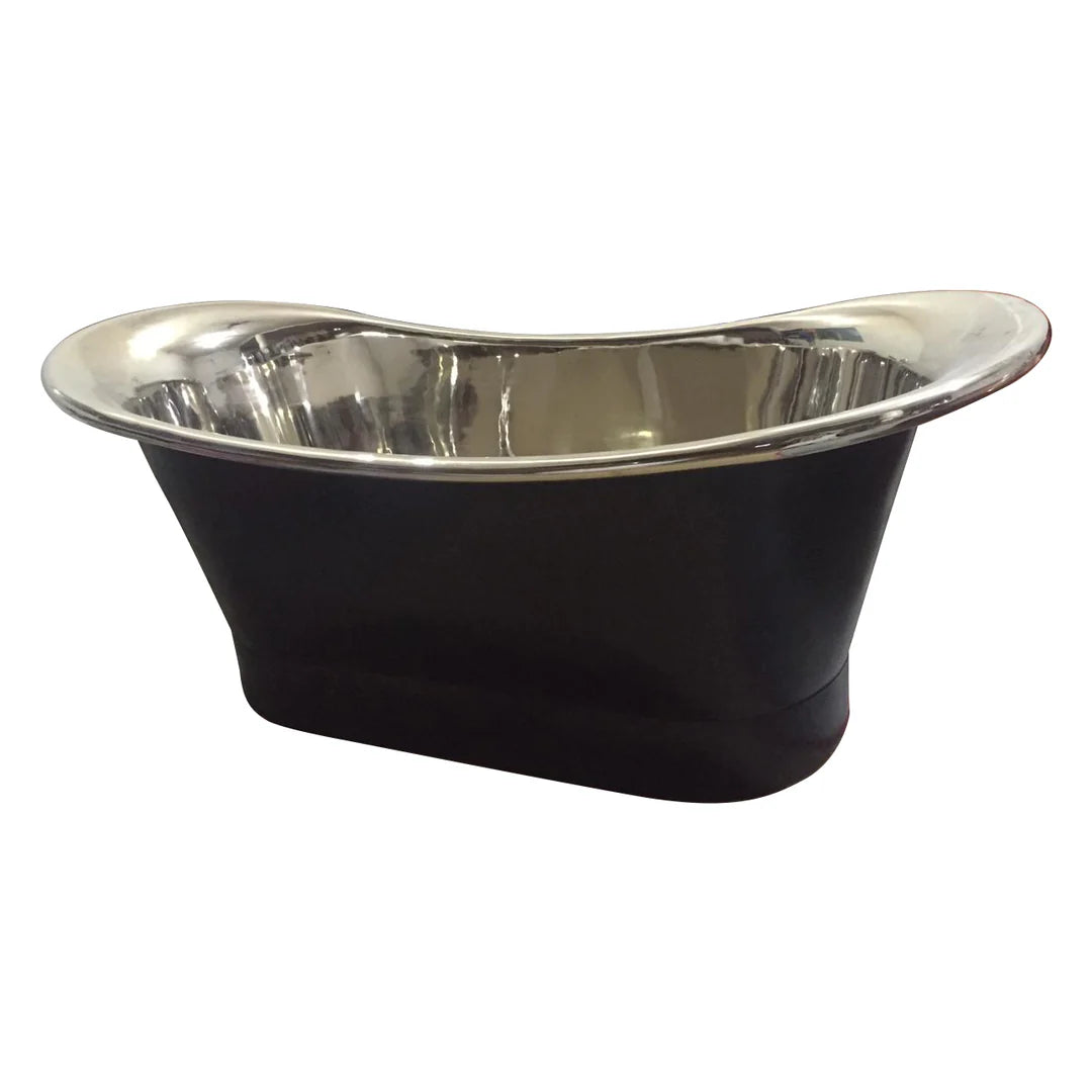 Straight Base Nickel Bathtub Black Outside - Blissful Bathing Solutions