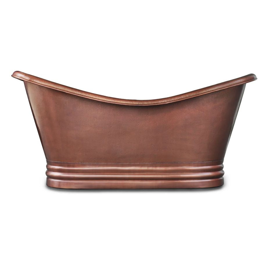 Coppersmith Creations Ribbed Base Hammered Antique Copper Freestanding Tub side view