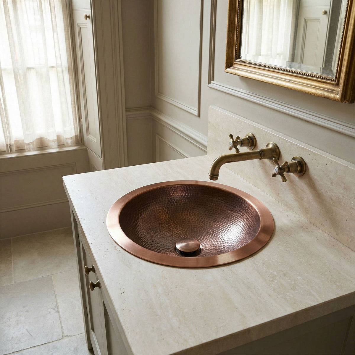 Round Hammered Copper Bowl Sink - Blissful Bathing Solutions