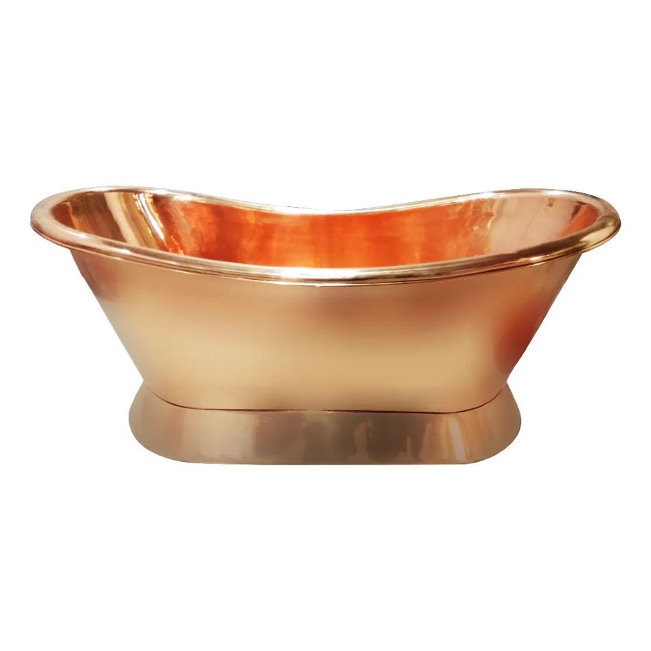 Coppersmith Creations Slanting Base Copper Bathtub Full Shining Copper Finish