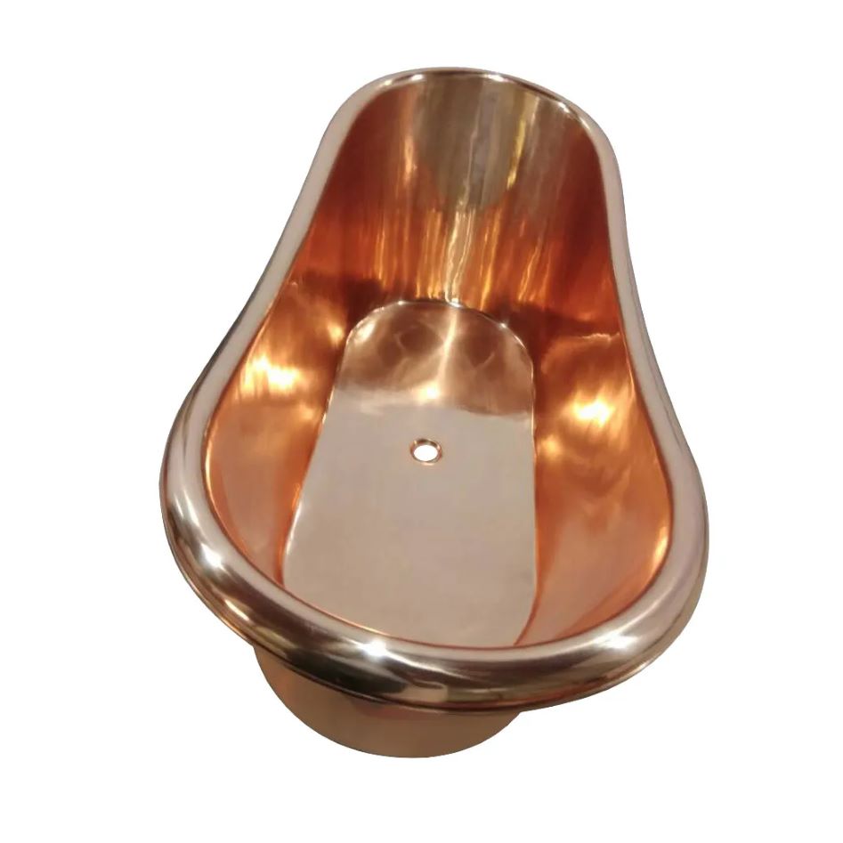 Coppersmith Creations Slanting Base Copper Bathtub Full Shining Copper Finish top view