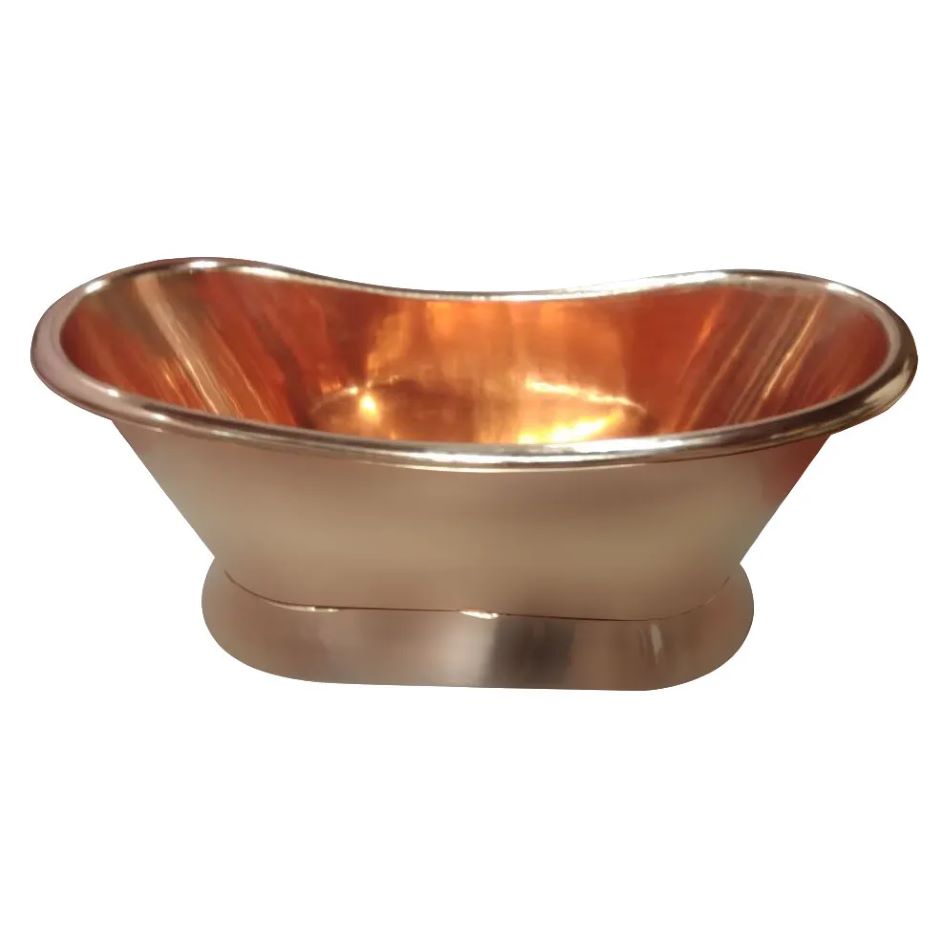 Coppersmith Creations Slanting Base Copper Bathtub Full Shining Copper Finish