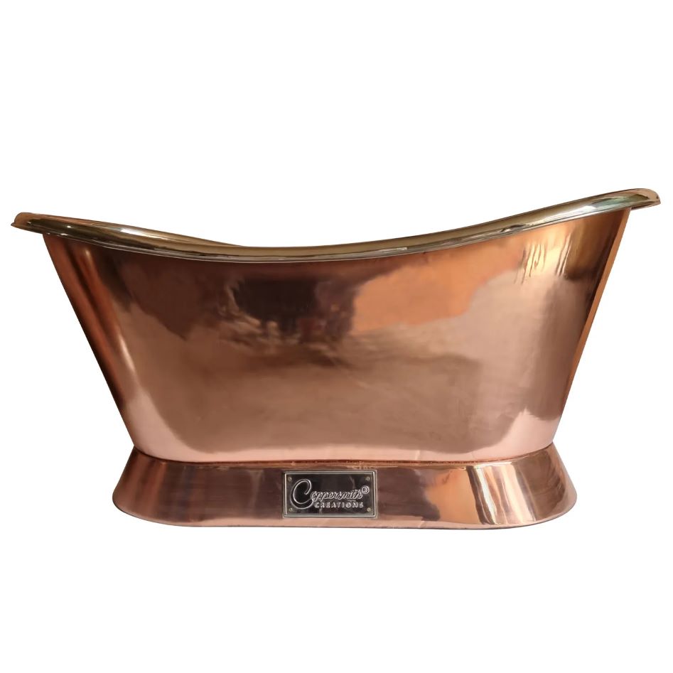 Coppersmith Creations Slanting Base Copper Bathtub Nickel Inside Copper Outside