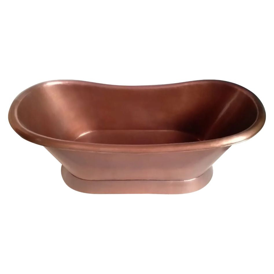 Coppersmith Creations Slanting Base Copper Bathtub Plain Antique Finish with view side on from top