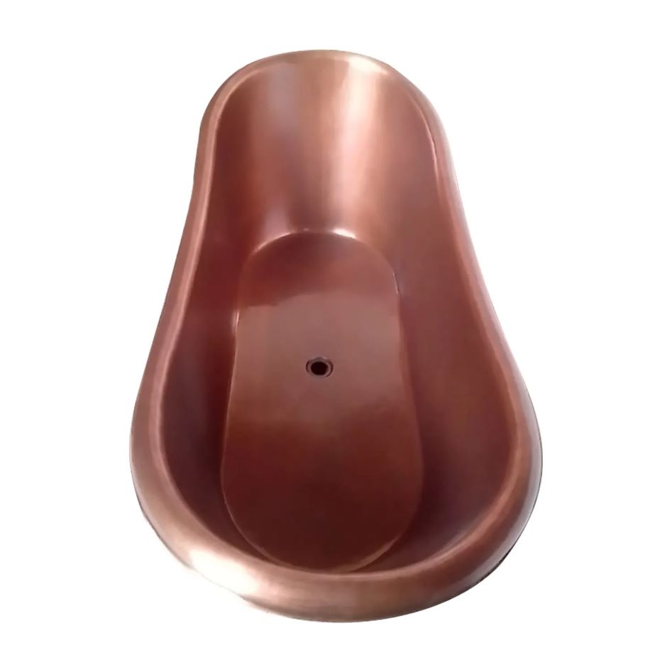 Coppersmith Creations Slanting Base Copper Bathtub Plain Antique Finish with view front on from top