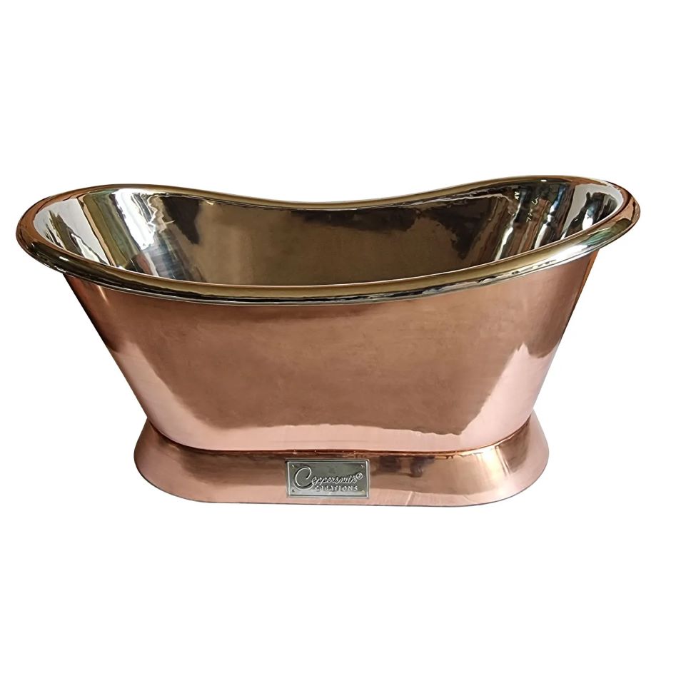Coppersmith Creations Slanting Base Copper Bathtub Nickel Inside Copper Outside