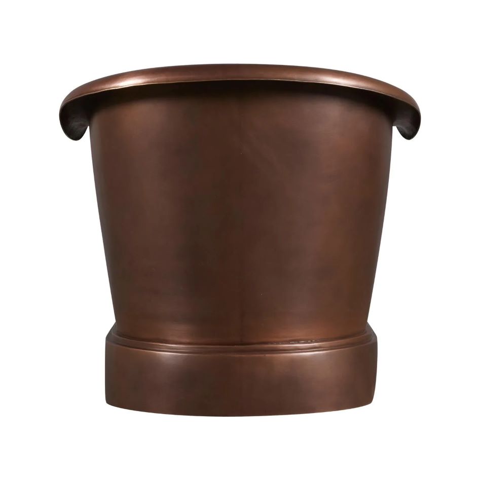 Coppersmith Creations Smooth Double Slipper Copper Bathtub with view of front