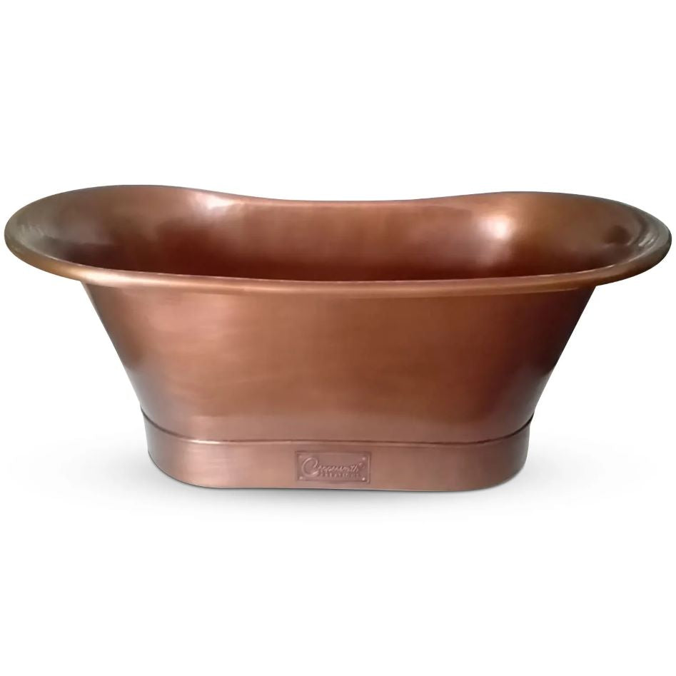 Coppersmith Creations Straight Base Copper Bathtub Antique Copper Interior & Exterior with side view