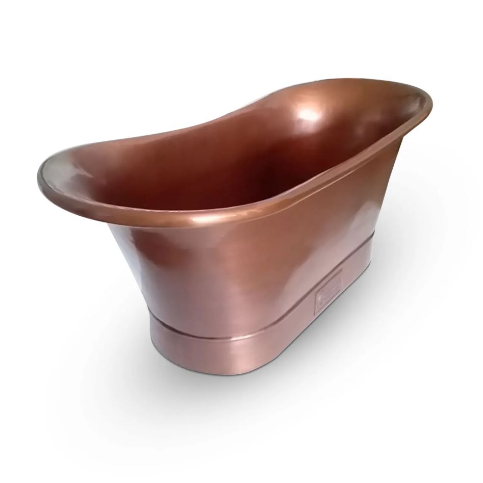 Coppersmith Creations Straight Base Copper Bathtub Antique Copper Interior & Exterior