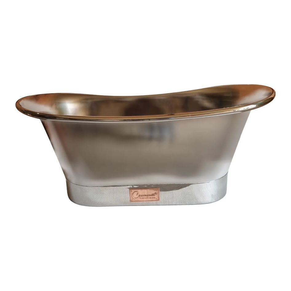 Coppersmith Creations Straight Base Copper Bathtub Full Nickel Finish 1500mm