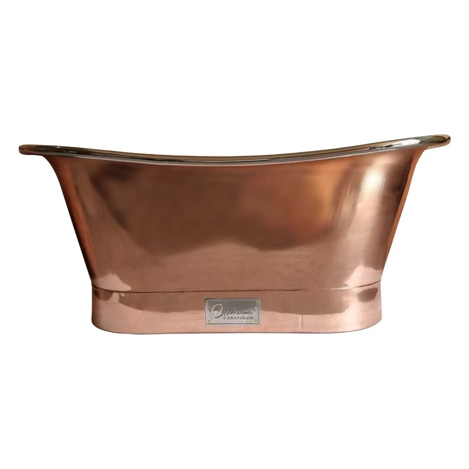 Coppersmith Creations Straight Base Copper Bathtub Nickel Inside