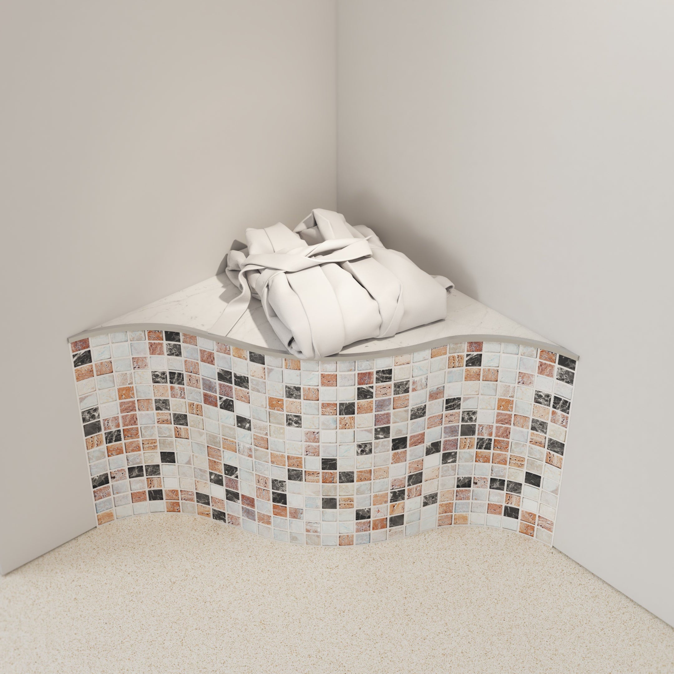 Ortano Shaped Corner Seat - Blissful Bathing Solutions