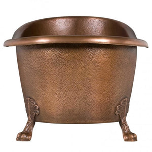 Hammered Antique Copper Single Slipper Clawfoot Bathtub with Solid-Style Clawfoot Legs 1828mm