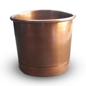 30-Inch Round Japanese Soaking Style Antique Finish Copper Bathtub