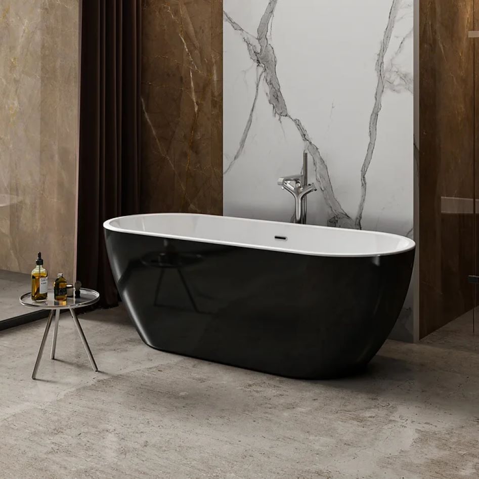 Charlotte Edwards Belgravia Gloss Black Freestanding Bath 1690X730x600mm