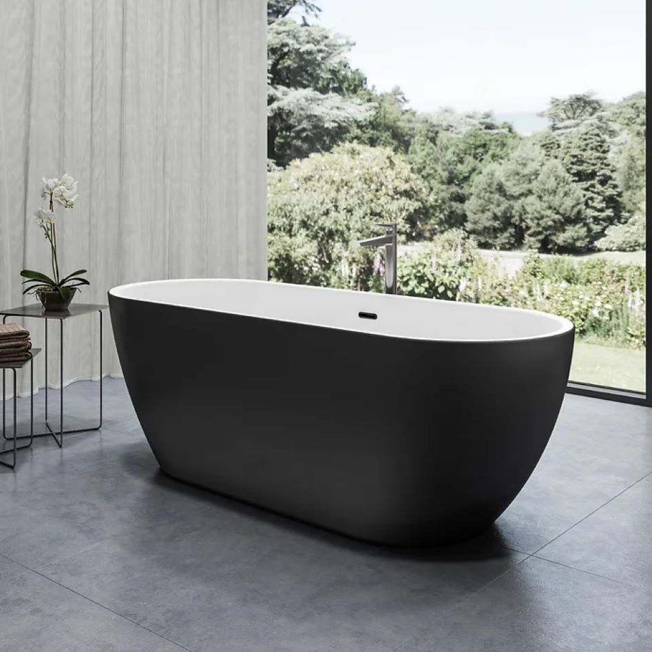 Charlotte Edwards Belgravia Matt Black Freestanding Bath 1690x730x600mm