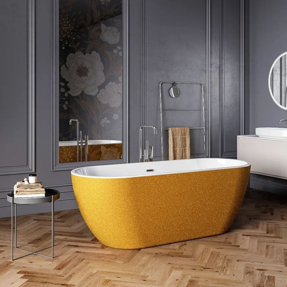 Charlotte Edwards Belgravia Sparkling Gold Freestanding Bath 1690x730x600mm