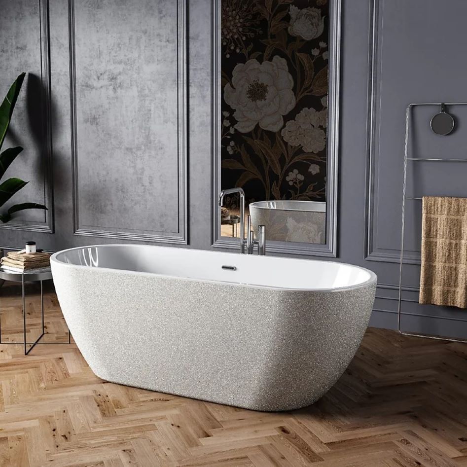 Charlotte Edwards Belgravia Sparkling Silver Freestanding Bath 1690x730x600mm