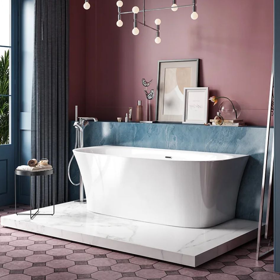 Vincent Alexander Lumley Gloss White Freestanding Bath Back to Wall