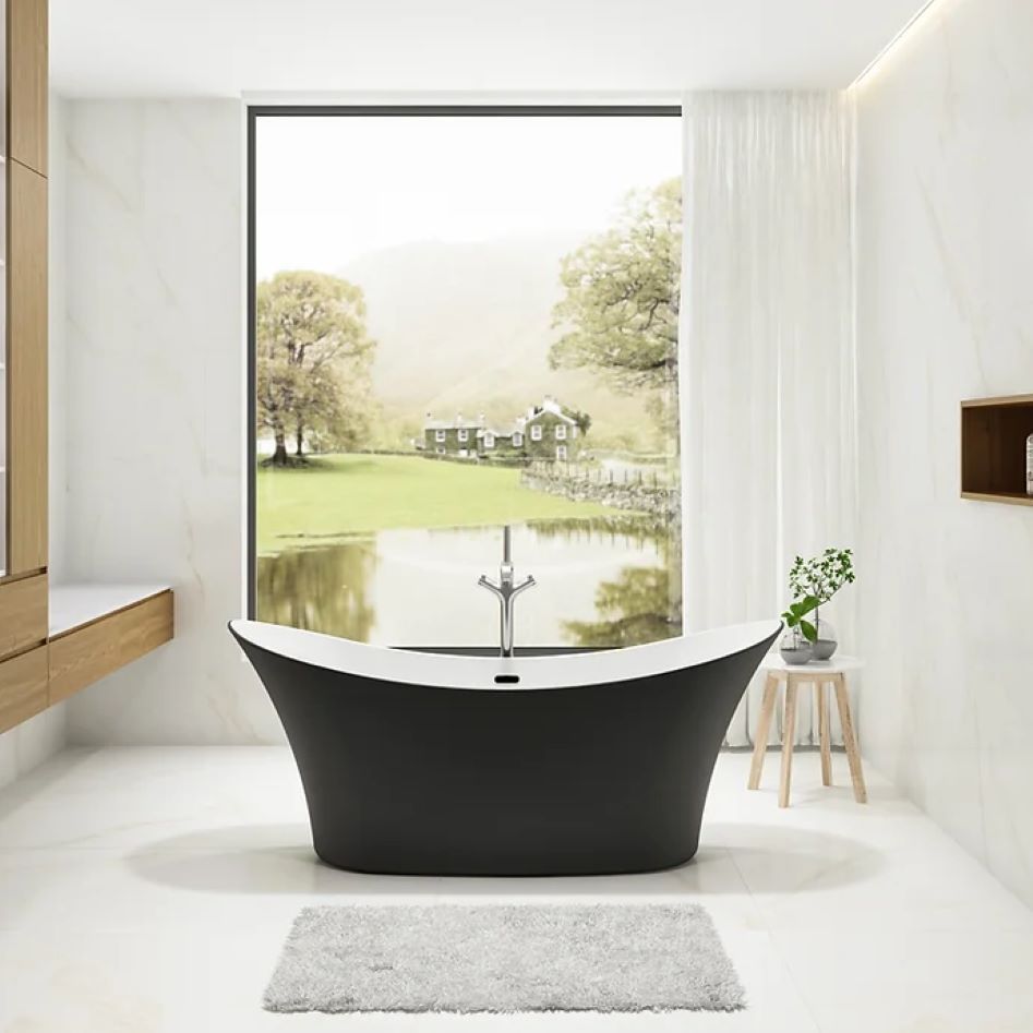 Charlotte Edwards Harrow Matt Black Freestanding Bath 1700x700x720mm