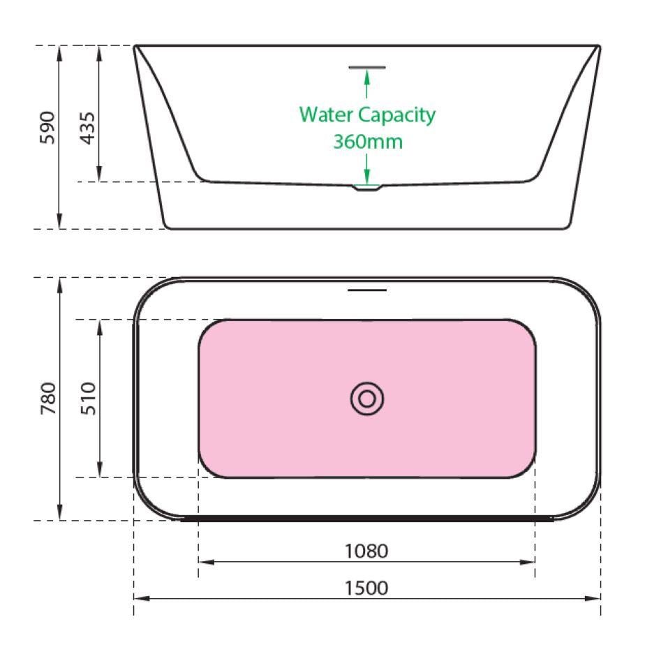 Charlotte Edwards Leda Freestanding Bath full dimensions