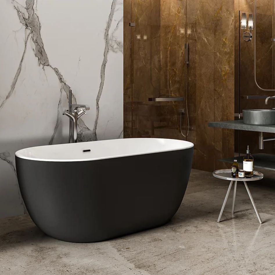 Charlotte Edwards Mayfair Matt Black Freestanding Bath 1500x780x600mm