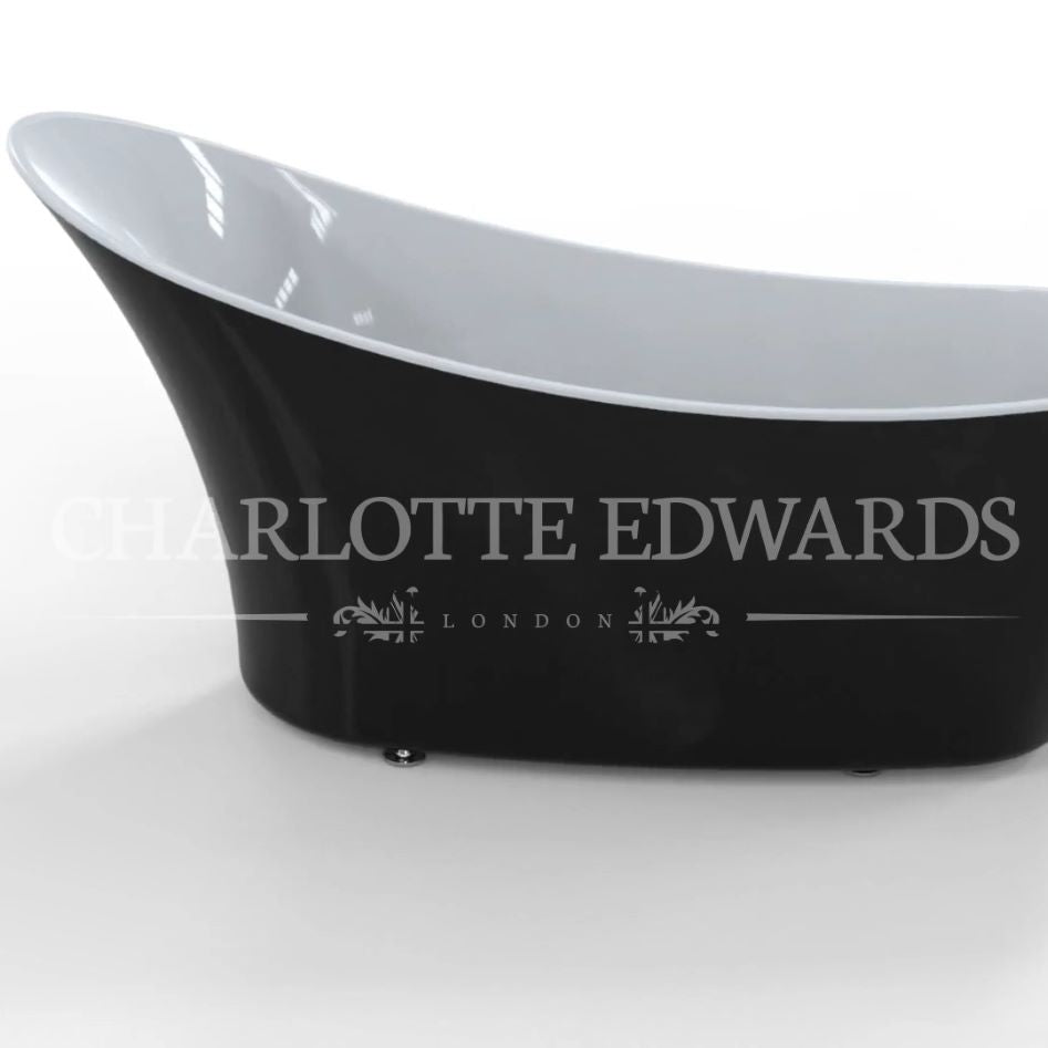 Charlotte Edwards Portobello Gloss Black Freestanding Bath 1720x730x800mm side view