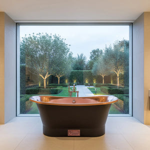 Coppersmith Creations Straight Base Copper Bathtub Black Outside