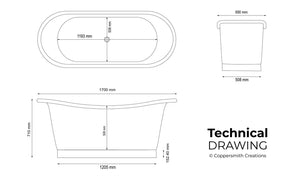 Straight Base Nickel Bathtub Black Outside