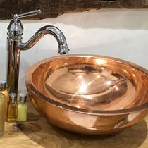 Copper Sink Round Shining Double Wall 16" x 6" - Blissful Bathing Solutions