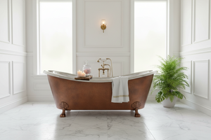 Coppersmith Creations Hammered Clawfoot Copper Bathtub Nickel Interior & Antique Copper Finish Exterior