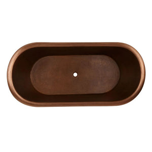 Coppersmith Creations Hammered Clawfoot Copper Double Slipper Tub Blue-Green Patina Exterior 1676 x 800 x 723mm
