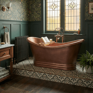 Coppersmith Creations Ribbed Base Hammered Antique Copper Freestanding Tub 1676mm
