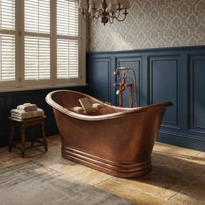 Coppersmith Creations Ribbed Base Hammered Antique Copper Freestanding Tub 1676mm