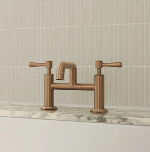 Kingsley Deck Mounted Bath Filler - 2 Tap Hole - Brushed Copper