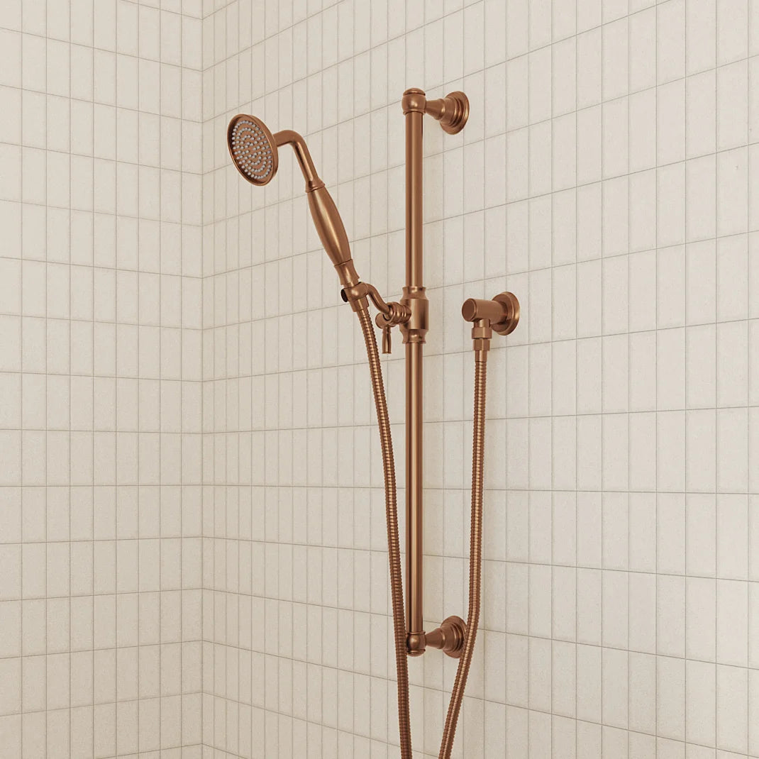Kingsley Shower Rail - Brushed Copper - Blissful Bathing Solutions
