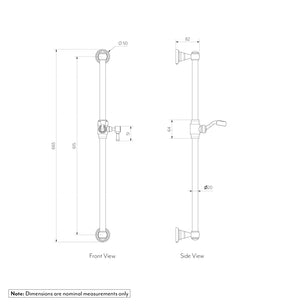 Kingsley Shower Rail - Brushed Copper