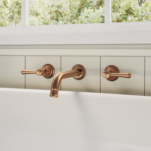 Kingsley Assembly Taps & Spout Set - Brushed Copper