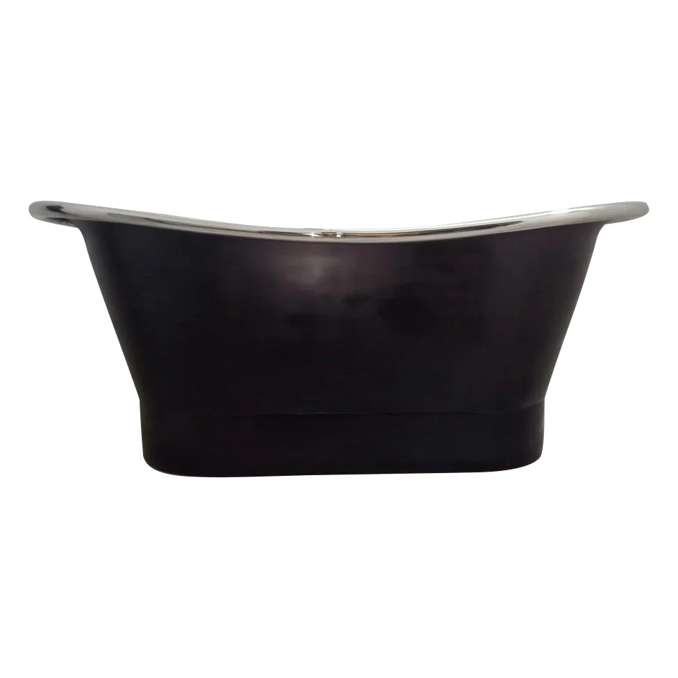 Straight Base Nickel Bathtub Black Outside - Blissful Bathing Solutions